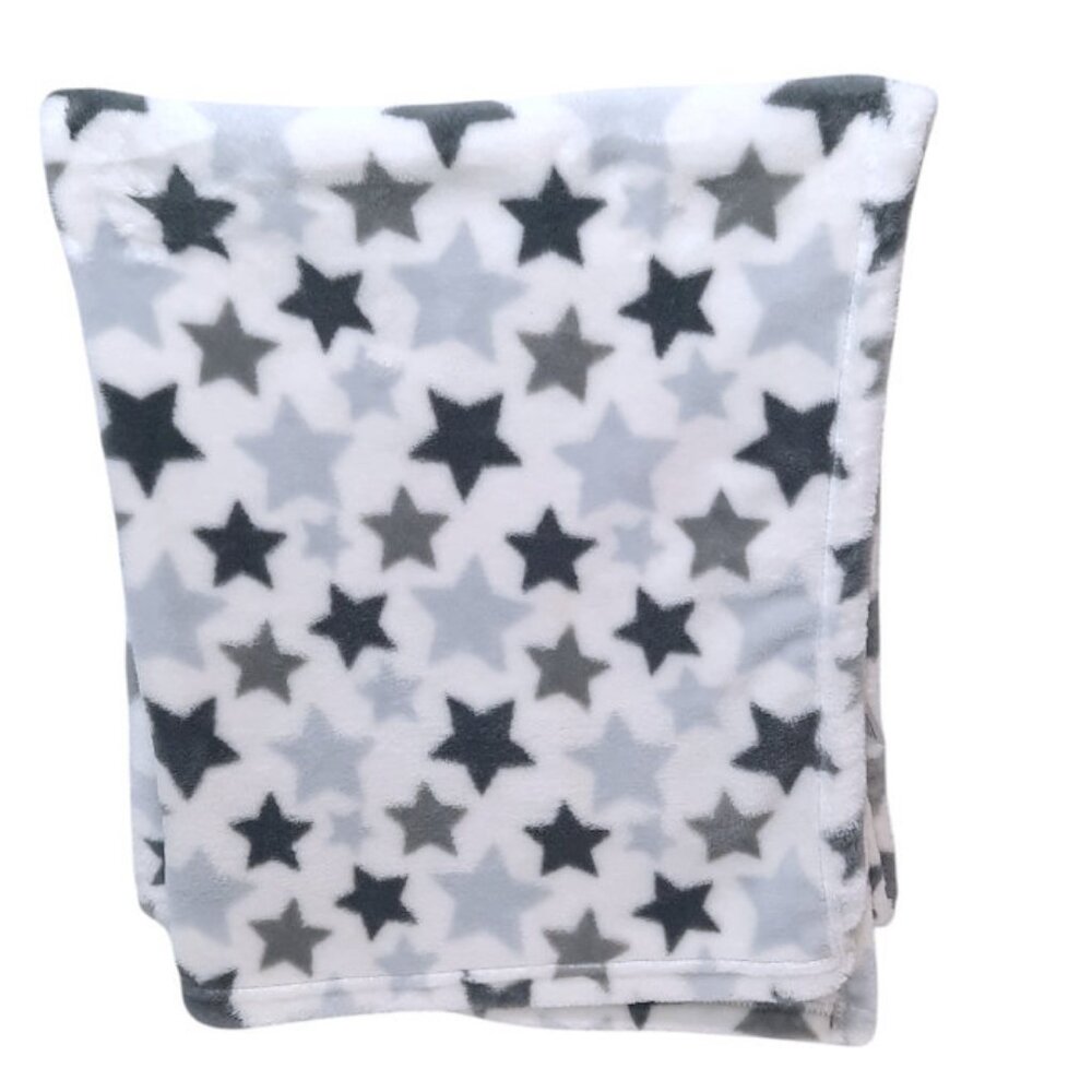 2018 Chick Pea Gray Stars Lovey Security Blanket 35" X 32"
